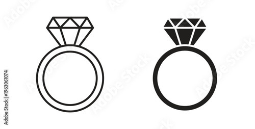 Diamond ring icon in black color. Vector icons on white background