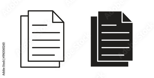 Documents icon in black color. Vector icons on white background