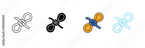 Rope Knot Icon for Marine Navigation, Nautical Safety, and Secure Binding Connection. Symbol Vector Illustration.