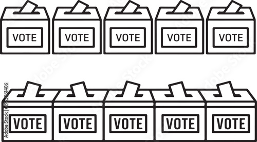 Voting ballot boxes with vote labels