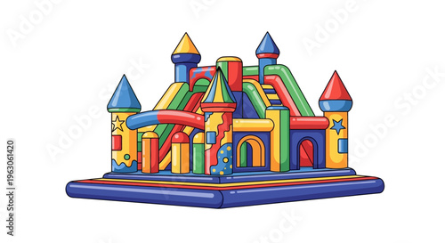 Colorful Inflatable Bounce House Castle for Kids Party Fun