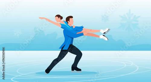 Couple Ice Skating Dance Performance, Figure Skating Duo, Winter Sports