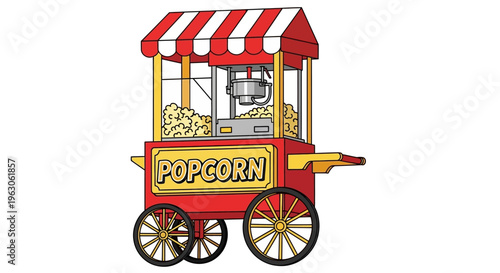 Vintage Popcorn Cart with Freshly Popped Corn