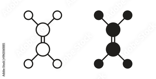 Ethylene molecule icon in black color. Vector icons on white background