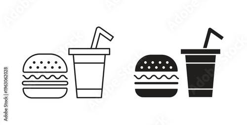 Fast food icon in black color. Vector icons on white background