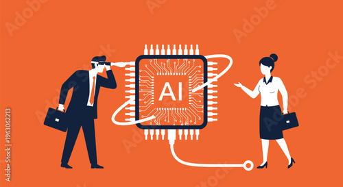 Business professionals exploring artificial intelligence technology