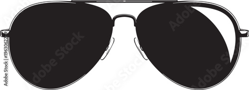 Classic metal frame aviator sunglasses with dark tinted lenses for protecting eyes against bright sunlight isolated on transparent background, Vector, illustration