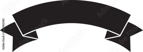 A simple black ribbon banner shape design for adding custom text or creative graphic elements isolated on transparent background, Vector, illustration