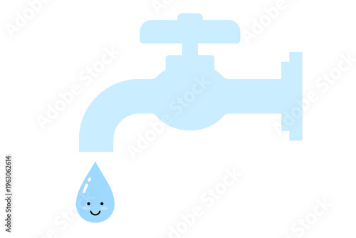 水道栓から落ちる水滴のかわいいキャラクター