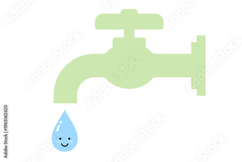 水道栓から落ちる水滴のかわいいキャラクター
