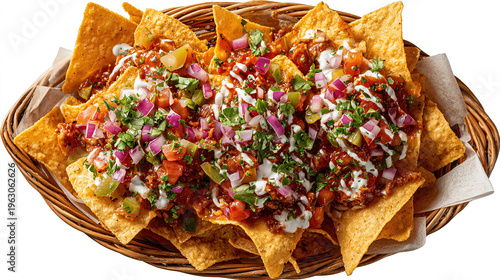 Loaded Nachos with Cheese, Salsa, and Fresh Toppings