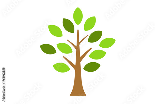 葉が茂った木のシルエットアイコン　シンプルベクターイラスト