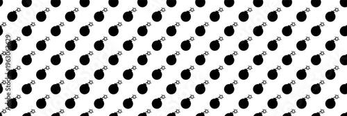 horizontal seamless black ignited bomb for pattern and background.