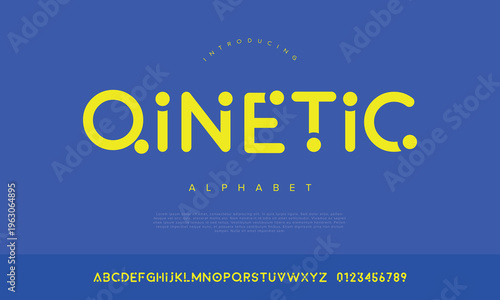 Qinetic futuristic geometric display font rounded sans serif alphabet for creative tech and modern brand identity logo design