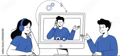 People communicating through computer screen remotely