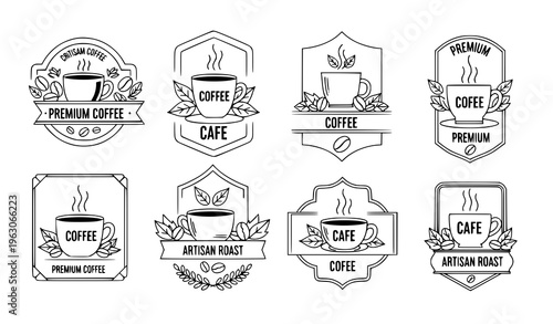 Coffee labels and badges black and white vector logo collection