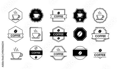 Minimalist coffee badge label vector illustration black and white