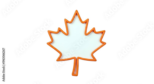 Orange Maple Leaf Outline on White Background