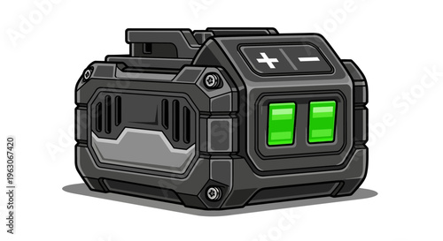 Modern Rechargeable Battery Pack with Green Power Indicators