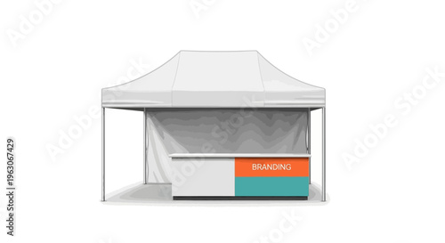 Outdoor Exhibition Tent with Branded Counter and White Canopy