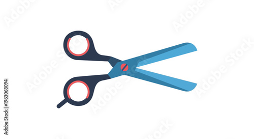 Blue scissors with black and orange handles in sharp studio lighting for crafting