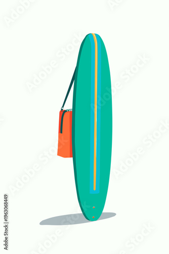 Blue Neoprene Surfboard Cover Vector Illustration