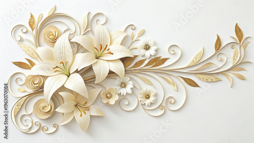 paper craft garden floral frame background