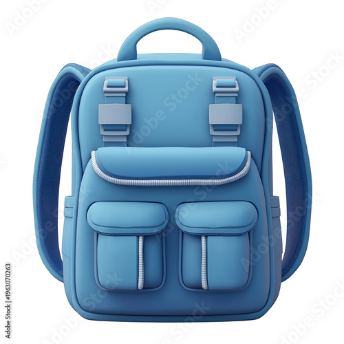 Detailed Illustration of a Classic Brown Leather Rucksack with Buckles and Pockets