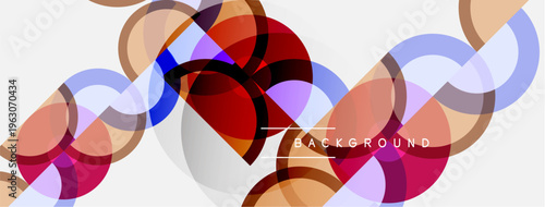 Abstract colorful overlapping circles create dynamic background. Soft hues blend, forming modern visual texture.