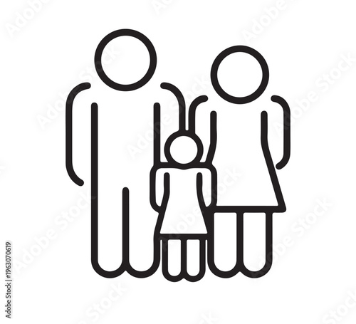 A simple and impactful line art icon of a family, symbolizing love, support, and the essential concept of togetherness. This graphic represents a unified household and strong bonds