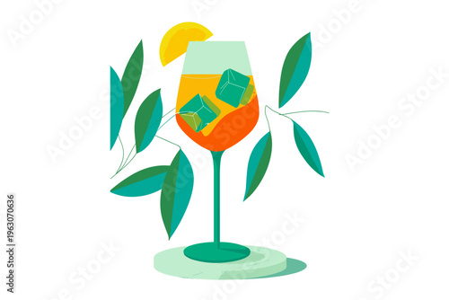 Elegant Aperol Spritz Contour Line Art