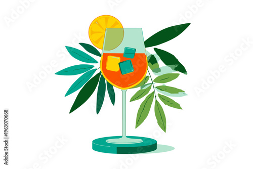 Elegant Aperol Spritz Contour Line Art