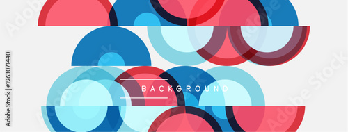 Abstract geometric pattern. Overlapping colorful arcs create dynamic visual texture. Light background enhances vibrant shapes.