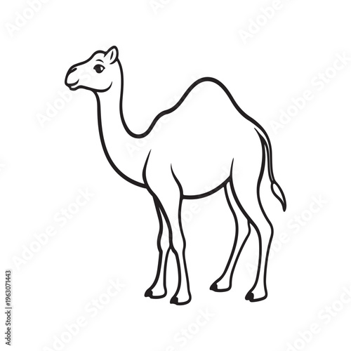 Simple Camel Outline Illustration for Kids Coloring and Crafts