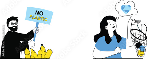 Advocates promote environmental sustainability by rejecting plastic usage globally through activism and awareness campaigns