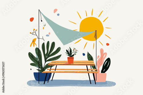 Minimalist Triangular Sun Shade Sail Canopy