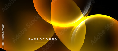Abstract golden lines create dynamic flow. Dark background emphasizes bright curves, modern design element. Simple text reads background.