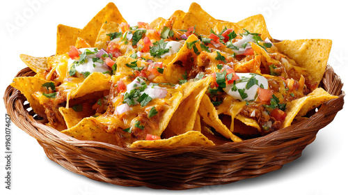 Loaded Nachos with Cheese, Salsa, and Fresh Toppings