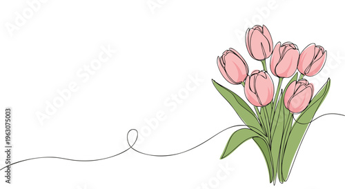 Beautiful bouquet of pink tulips, a delicate vector illustration for design, celebrating spring and floral beauty