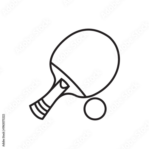 Minimalist Table Tennis Paddle and Ball Line Art Icon for Sports Crafts