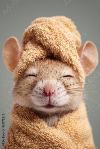 Relaxing mouse enjoys a serene spa moment