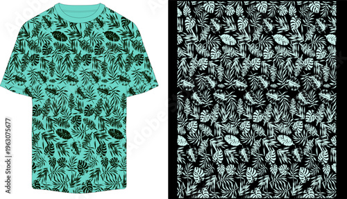 Vector t-shirt designs, animal print patterns, cyan and black leopard spots, fashion graphics