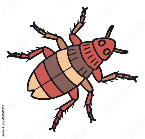 Stylized flea insect illustration top view isolated .... Generative AI