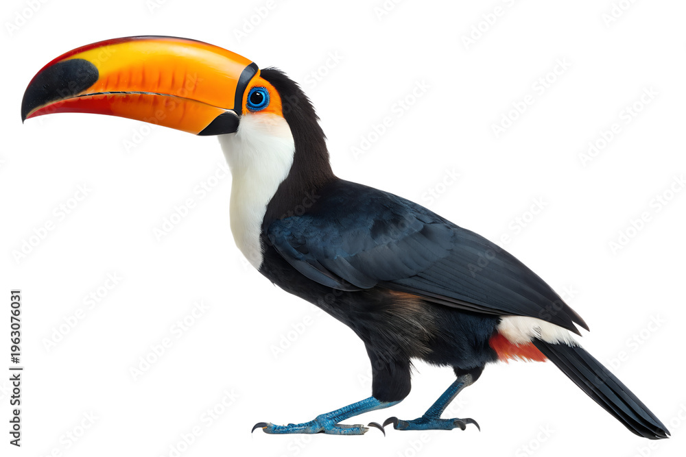Fototapeta premium Tropical Toco Toucan Bird Standing Isolated on White Background
