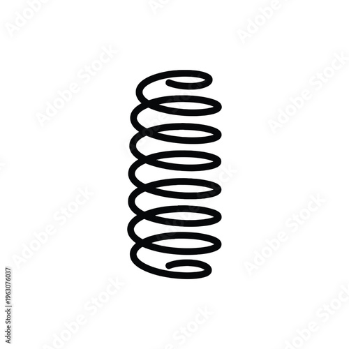 A close-up view of a single coiled spring on a plain surface