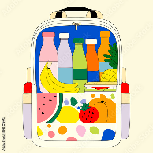 Open Insulated Cooler Backpack with Picnic Items