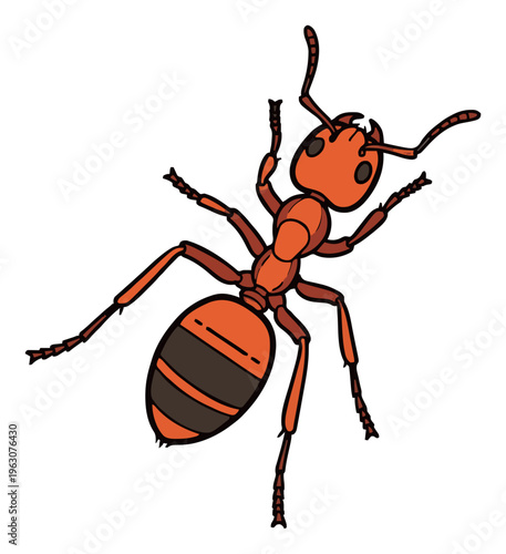 Fire ant vector illustration flat top view isolated. Generative AI