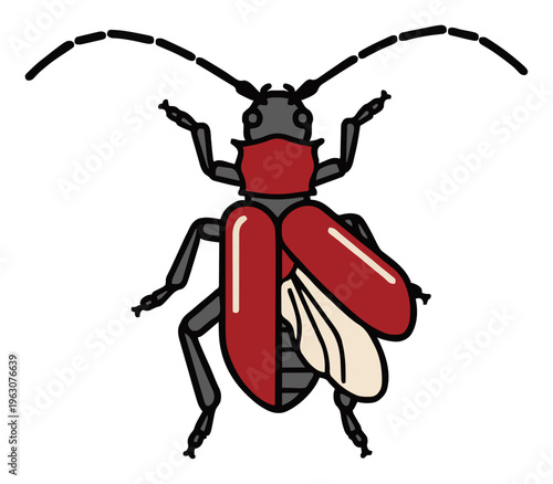 Longhorn beetle illustration vector top view art. Generative AI