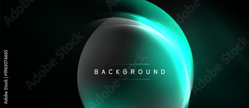 Dark background features glowing turquoise oval shape. Text background centered within design. Minimalist, modern aesthetic.