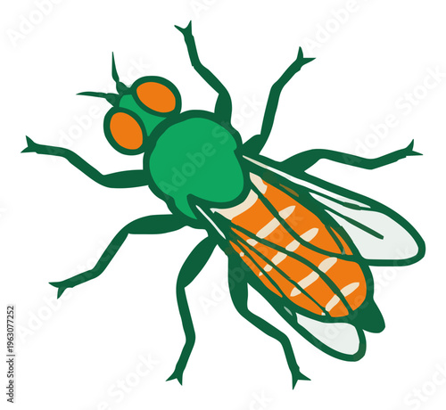 Predatory robber fly vector illustration top view is.... Generative AI